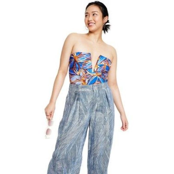 Women's Leafy Palm Print Deep V-Neck High Leg Cheeky One Piece Swimsuit - F - Picture 5 of 5